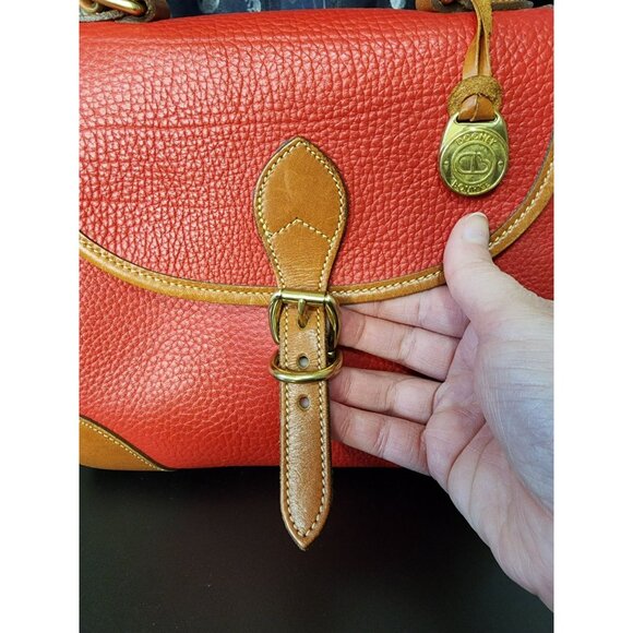 80s Dooney & Bourke Carpet Bag Small Persimmon Red Purse Satchel Tote Crossbody - Picture 3 of 16